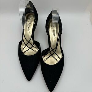 New J.Renee Metallic Gold Glitter Pump Size 9W Affair Strappy Party Heels Black